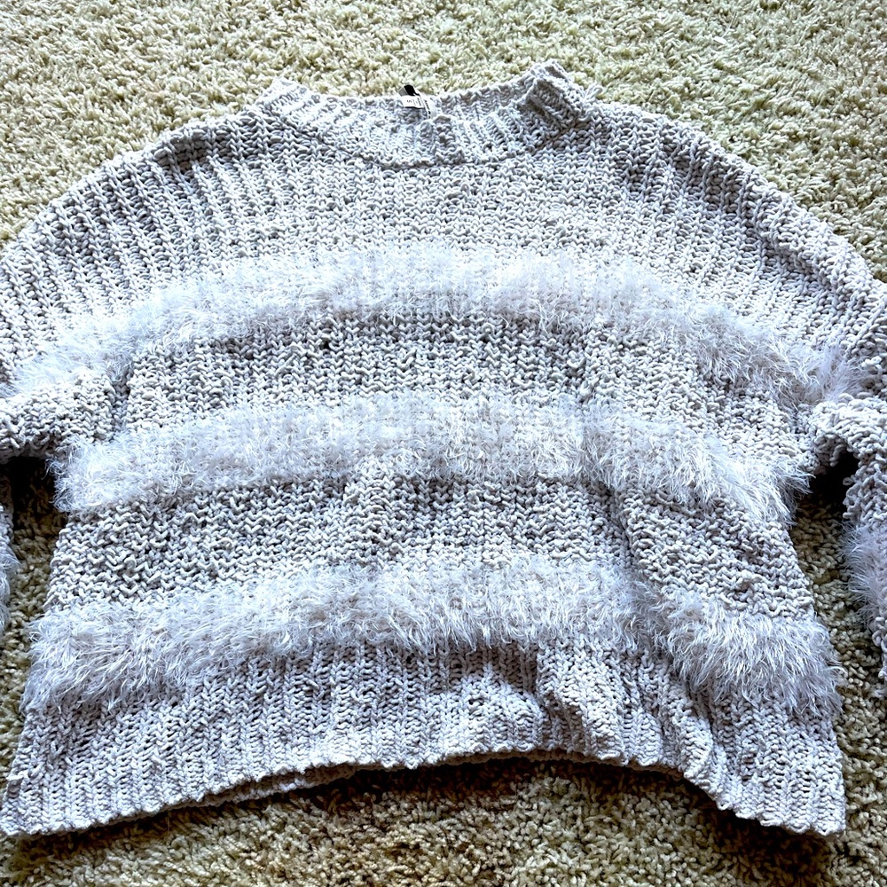 Cute white fuzzy sweater